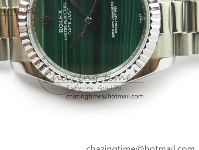 36mm Malachite Bracelet Green President Best SS SS on A2824 Dial DateJust EDF Edition 0216